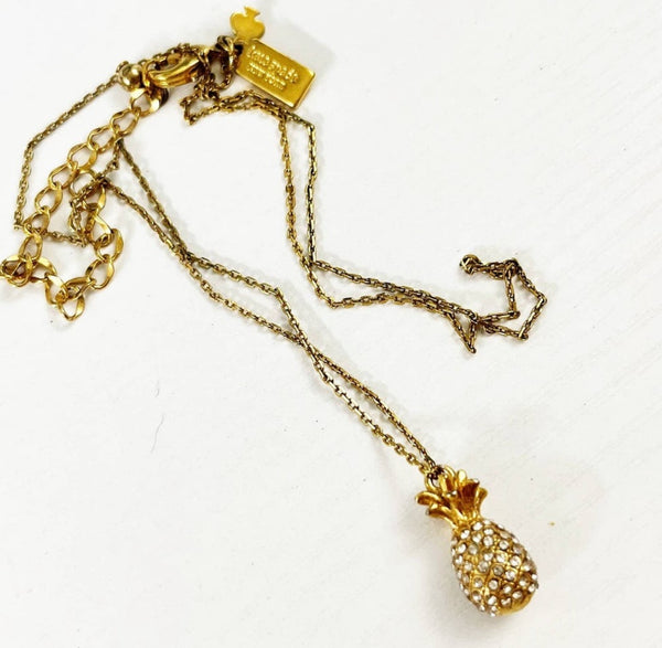 Kate Spade Pineapple Passion Mini Gold And Pave Crystal Necklace