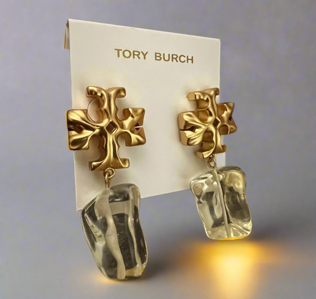 Tory Burch Roxanne Drop Earrings Gold Tory Logo And Pale Yellow