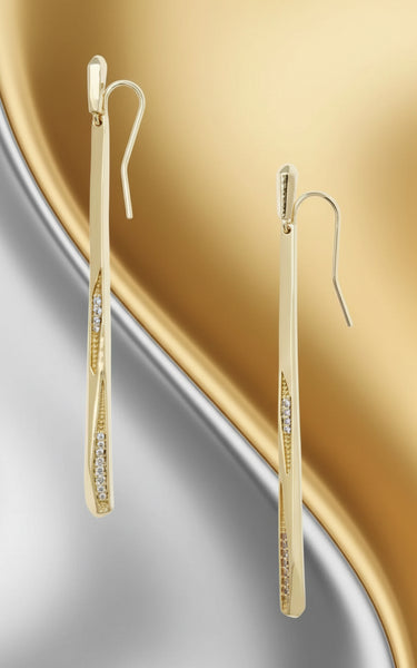 Kendra Scott Melissa Dangle Earrings in Shiny Gold with Sparkle Crystals