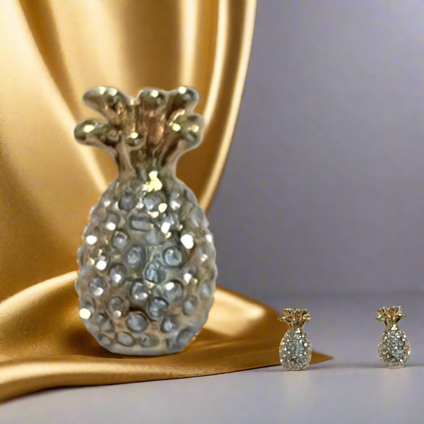 Kate Spade Pineapple Earrings Gold And Gem Studded Classic Pineapple Grove