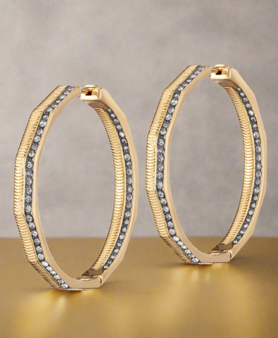 Demarson Brooke 12K Gold-Plate & Crystal Hoop Earrings