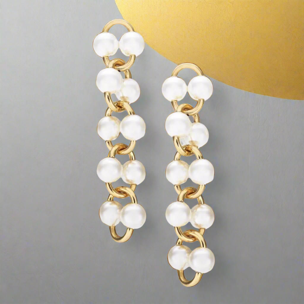 Kate Spade White Multi Nouveau Pearls Linear Drop Earrings