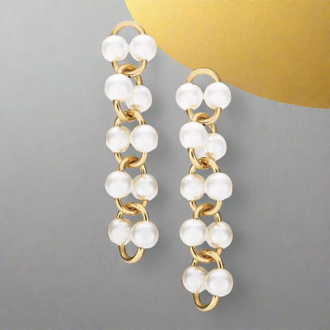 Kate Spade White Multi Nouveau Pearls Linear Drop Earrings