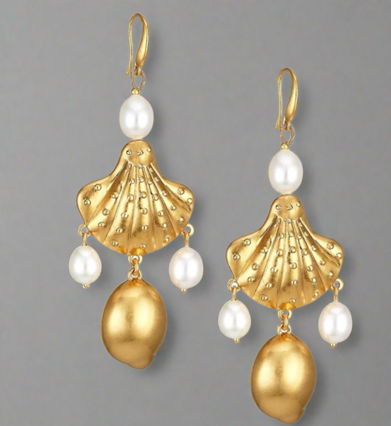 Tory Burch Shell And Freshwater Pearl Drop Earrings