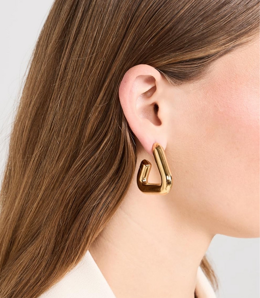 Brinker + Eliza Goldie 24K Gold Plated Triangular Hoops Earrings