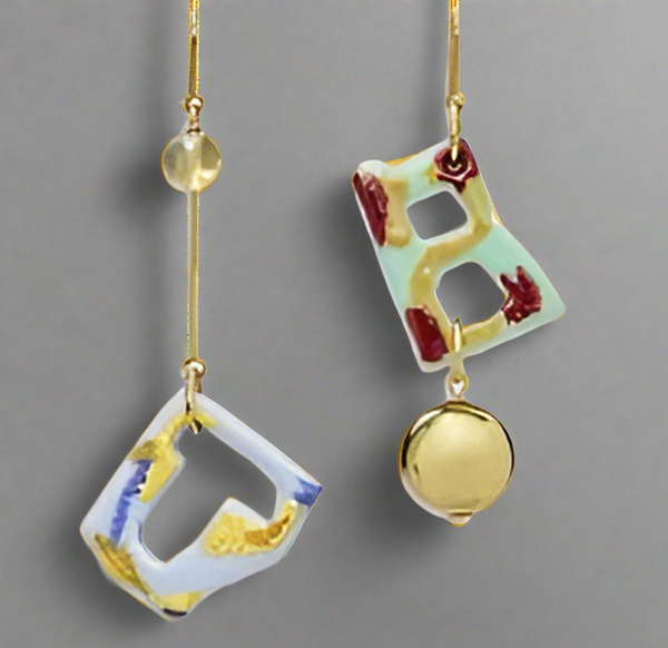 Tory Burch Abstract Earrings In Yellow & Multi Colors