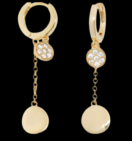 Shashi Chiara Minimalist Gold Vermeil With Pave Accented Huggies Drop Earrings