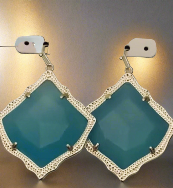 Kendra Scott Kirsten Drop Gold Glass Soft Teal Agate Earrings