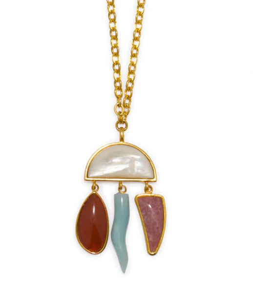 Lizzie Fortunato Mother of Pearl & Multi-Stone City of Rocks Pendant Necklace