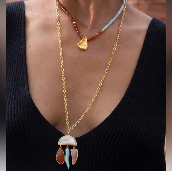 Lizzie Fortunato Mother of Pearl & Multi-Stone City of Rocks Pendant Necklace