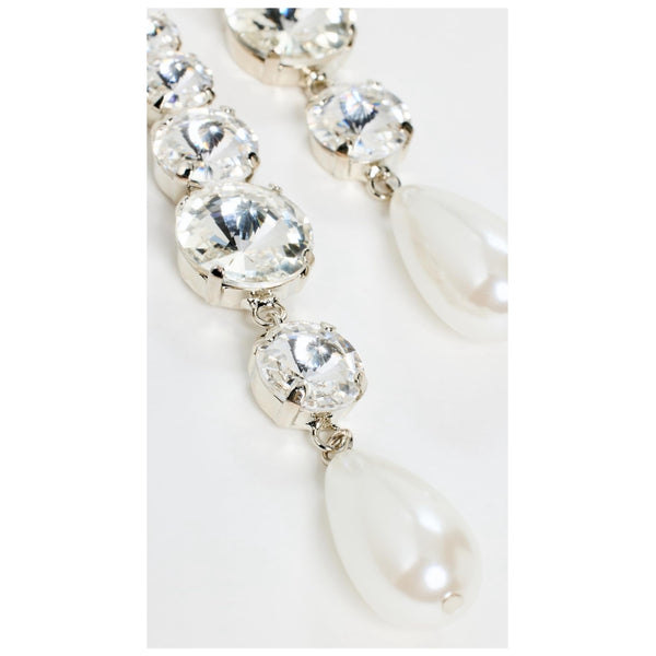 LELET NY Athena Swarovski Crystals And A Teardrop Pearl Drop Earrings