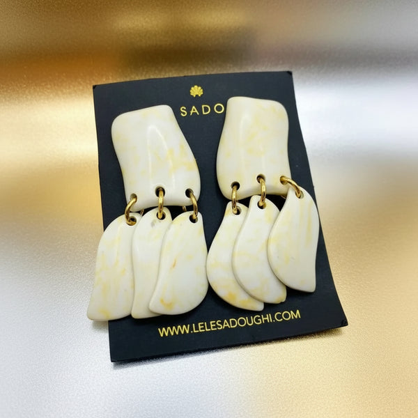 Lele Sadougui Garden Iris Earrings Clip On Howlite Petal Drop Earrings