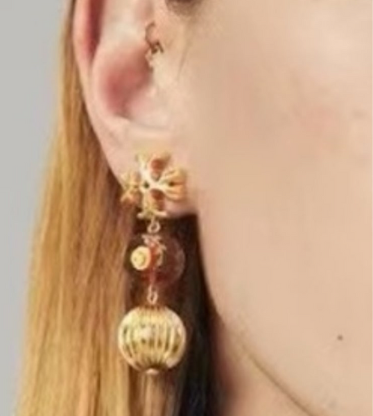 Tory Burch Roxanne Medium Double-Drop Burnt Sienna Earrings