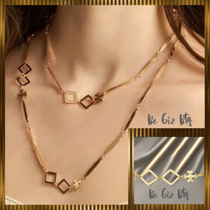 Tory Burch Roxanne Chain Long Necklace Geo Goldtone