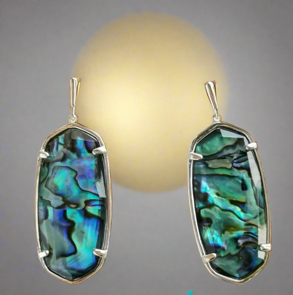 Kendra Scott Faceted Elle Drop Earrings Gold & Abalone Shell