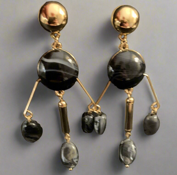 Halogen (R) Mobile Black Stones Drop Earrings