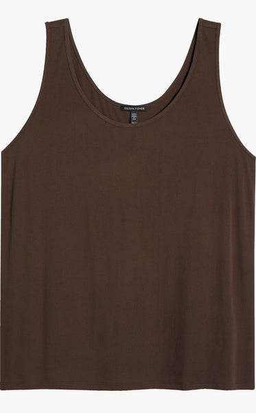 Eileen Fisher Scoop Neck Silk Tank Color Wren Plus Size 2X