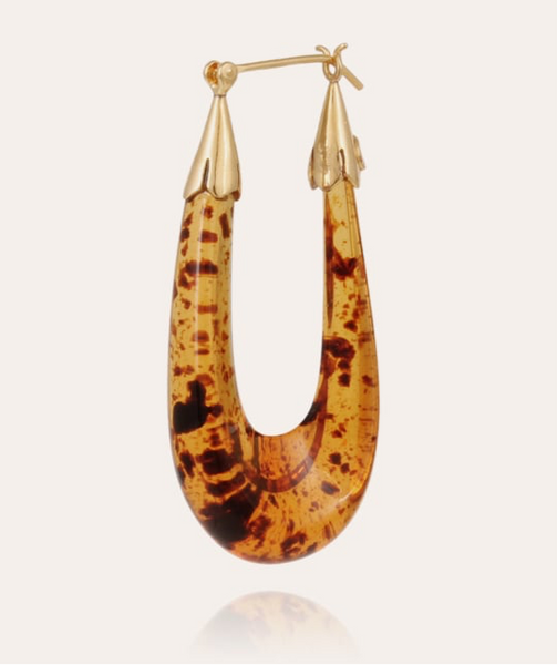 Gas Bijoux Ecume 24K Gold Plated & Acetate Elongated Gold Hoop Earrings