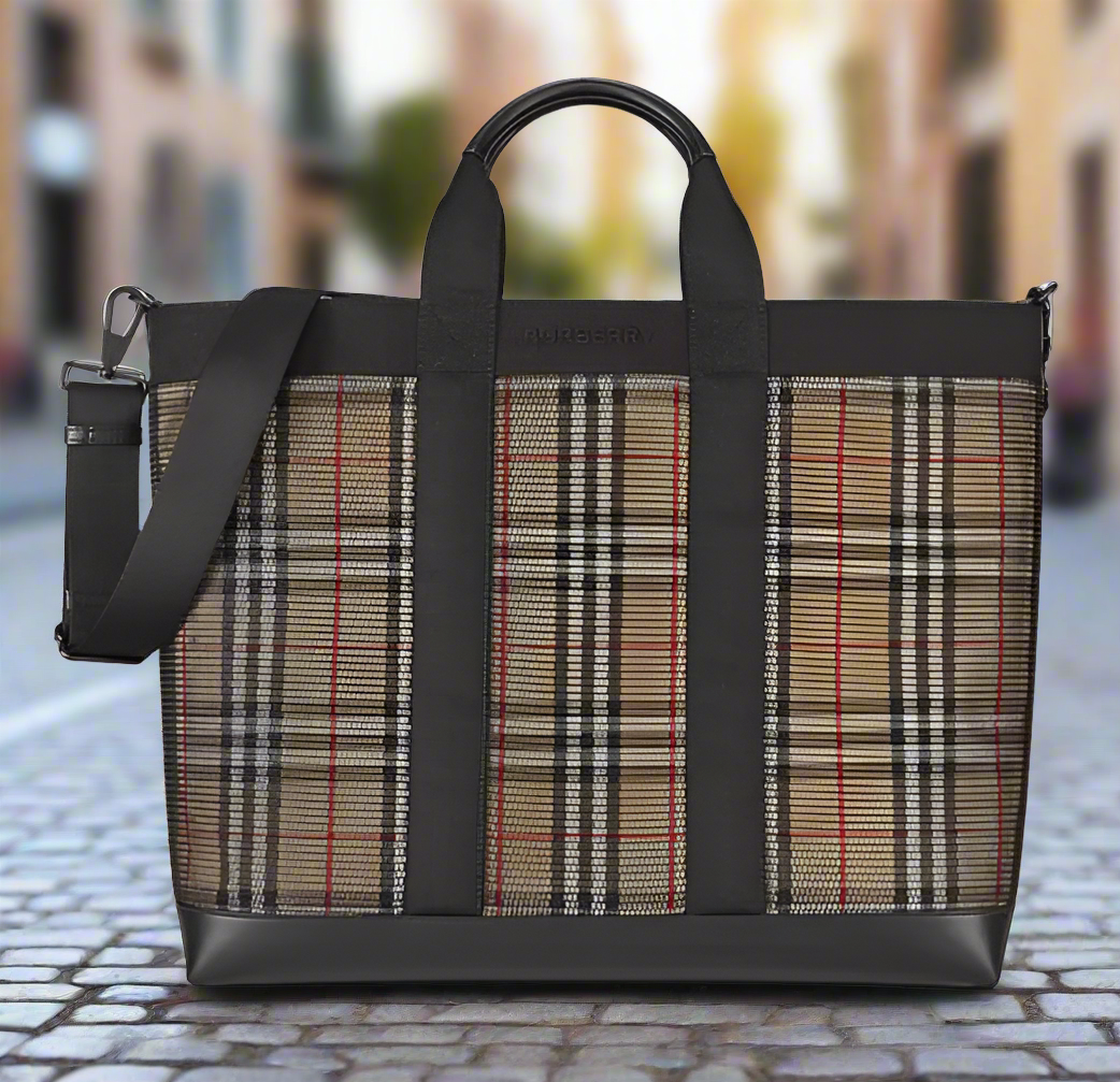 Burberry Ormond Check Tote Archive Beige Travel Bag – Shop Be Giz Btq