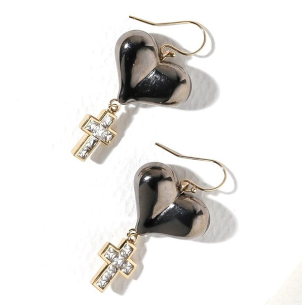 Vanessa Mooney The Melissa Heart Unique Earrings Brown-White and Gold