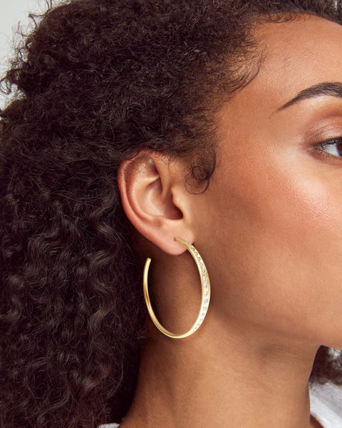 Kendra Scott Selena Hoop Earrings in Vintage Gold with Crystals