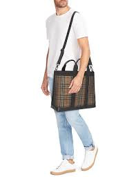 Authentic Burberry Ormond Check Tote Archive Beige Travel Bag