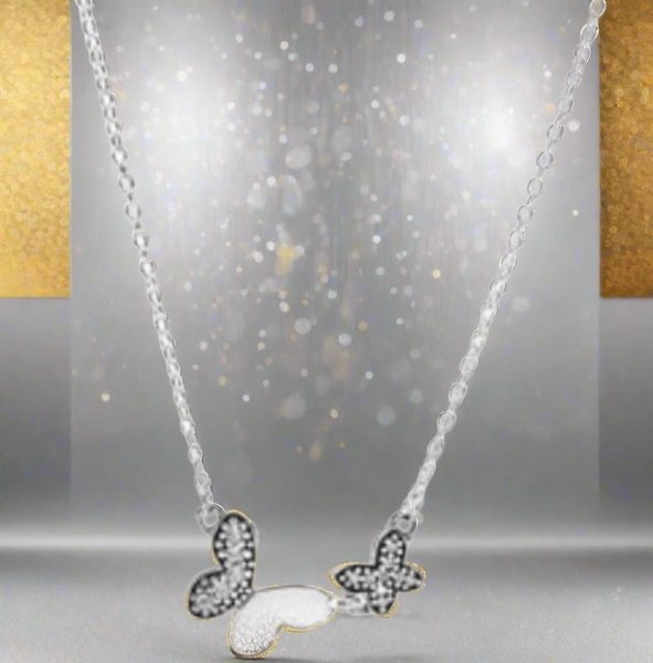 Pandora Butterfly Silver Necklace With Clear Cubic Zirconia