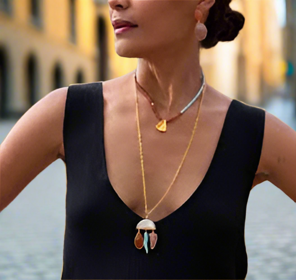 Lizzie Fortunato Mother of Pearl & Multi-Stone City of Rocks Pendant Necklace