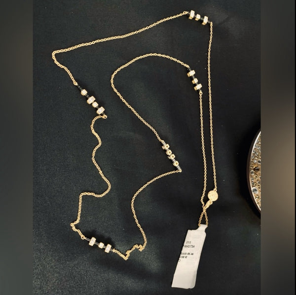 Freida Rothman Rare Rose Cut CZ Station Set Gold Plate Necklace in Black Rhodium Finish