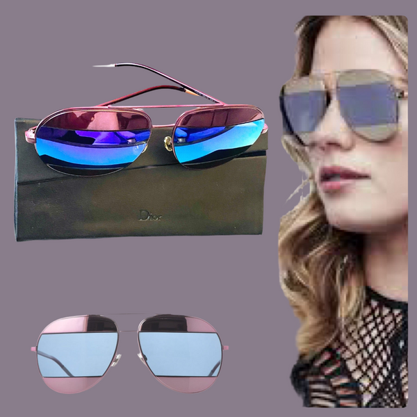 Dior Aviator Split Sunglasses 59MM  Blue-Pink Mirror Lenses