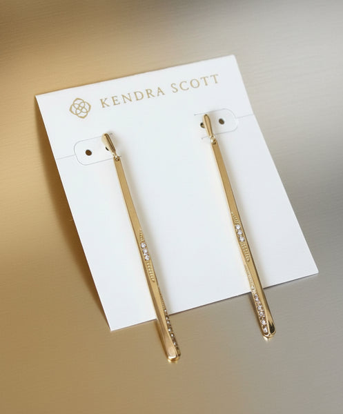 Kendra Scott Melissa Dangle Earrings in Shiny Gold with Sparkle Crystals