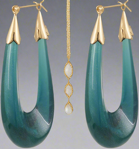 Gas Bijoux Ecume 24K-Gold-Plated & Acetate Elongated Blue Hoop Earrings