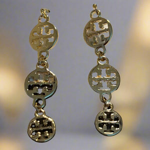 Tory Burch Gold Signature Three Logo Earrings