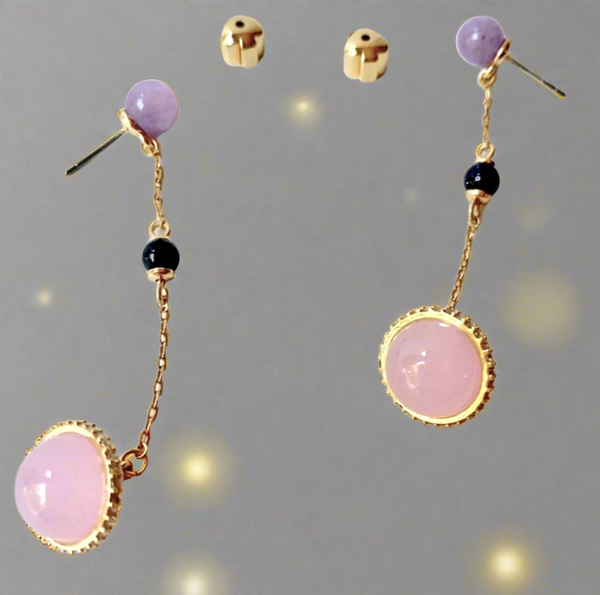 Kate Spádel New York On the Rocks Linear Drop Earrings 12-Karat Gold Plated in Pink Multi Lilac