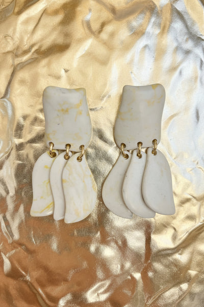 Lele Sadougui Garden Iris Earrings Clip On Howlite Petal Drop Earrings