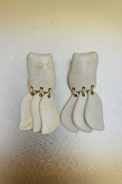 Lele Sadougui Garden Iris Earrings Clip On Howlite Petal Drop Earrings