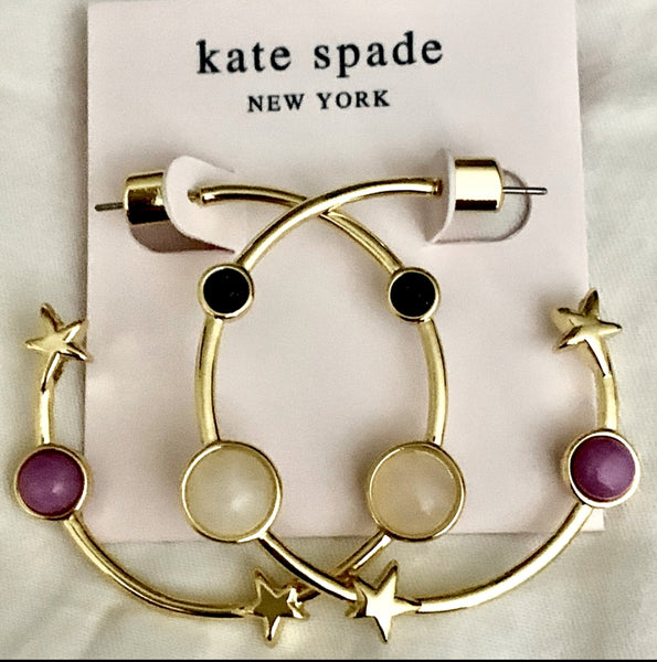 Kate Spade New York On the Rocks Hoop Earrings 12-Karat Gold Plated in Pink Multi Lilac