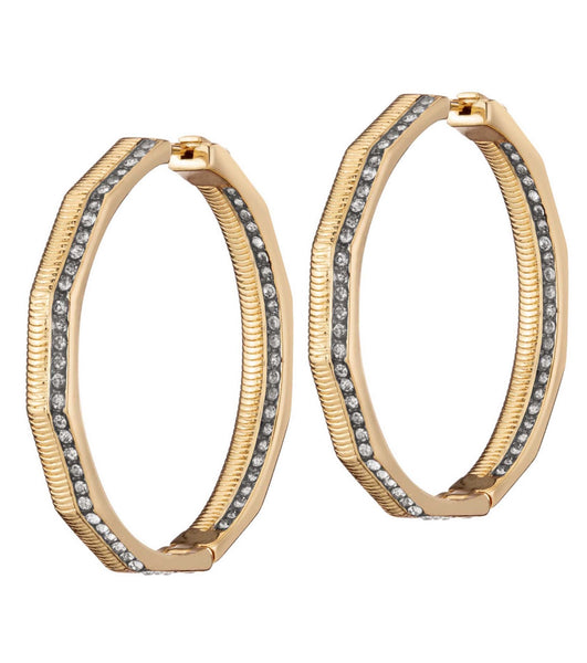 Demarson Brooke 12K Gold-Plate & Crystal Hoop Earrings