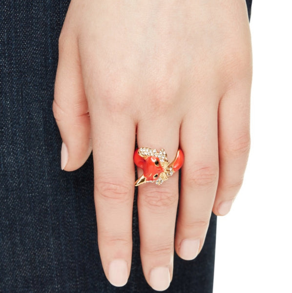 Kate Spade New York Orange 12k Gold-plated Into The Woods Foxy Wrap Ring Size 7