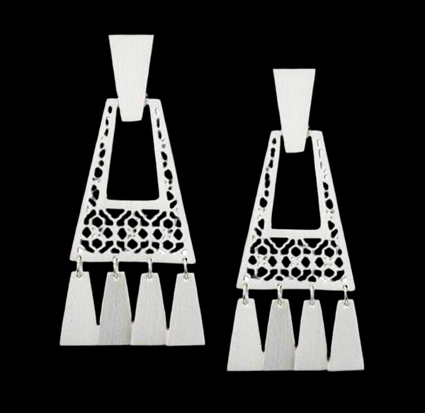 Kendra Scott Kase Fringe Filigree Statement Earrings in Bright Silver