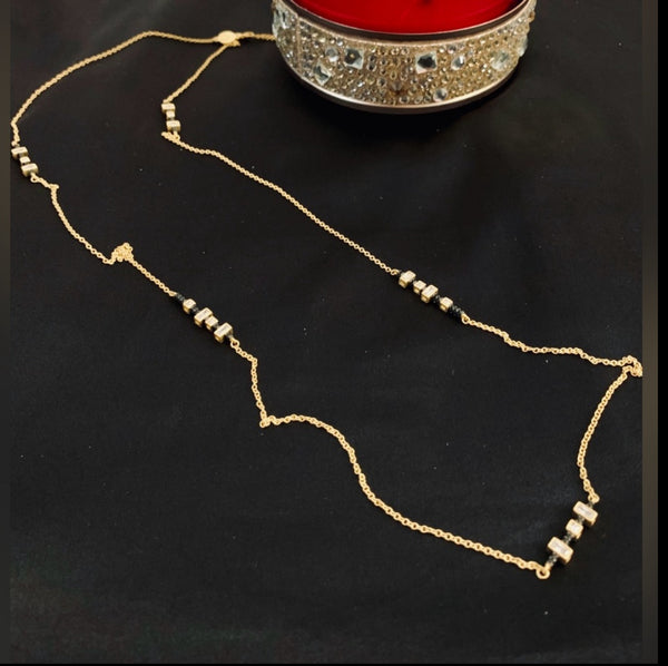 Freida Rothman Rare Rose Cut CZ Station Set Gold Plate Necklace in Black Rhodium Finish