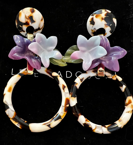 Lele Sadougui Hibiscus Circle Leopard Hoop Drop Earrings