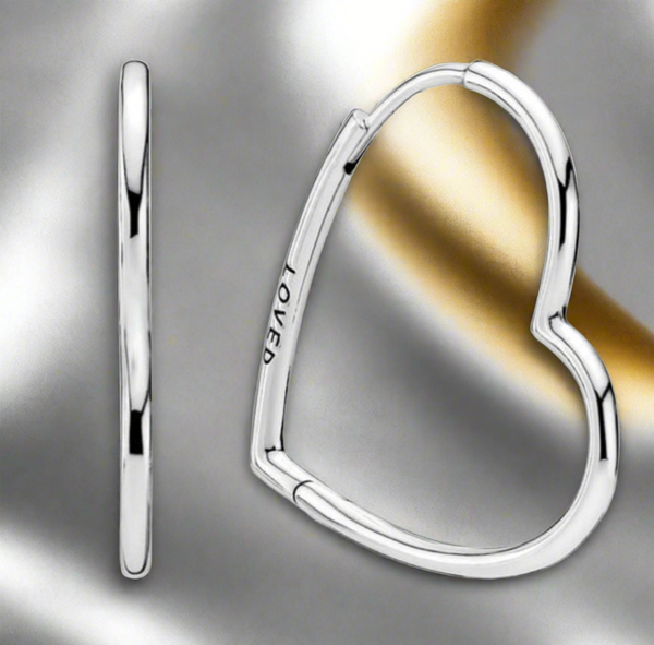 Pandora Asymmetrical Love Heart Hoop Earrings