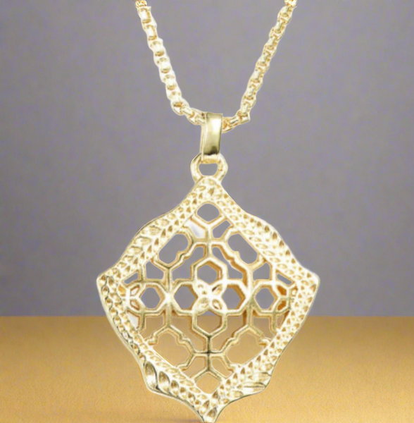 Kendra Scott Kacey Gold Long Pendant Necklace In Gold Filigree Mix