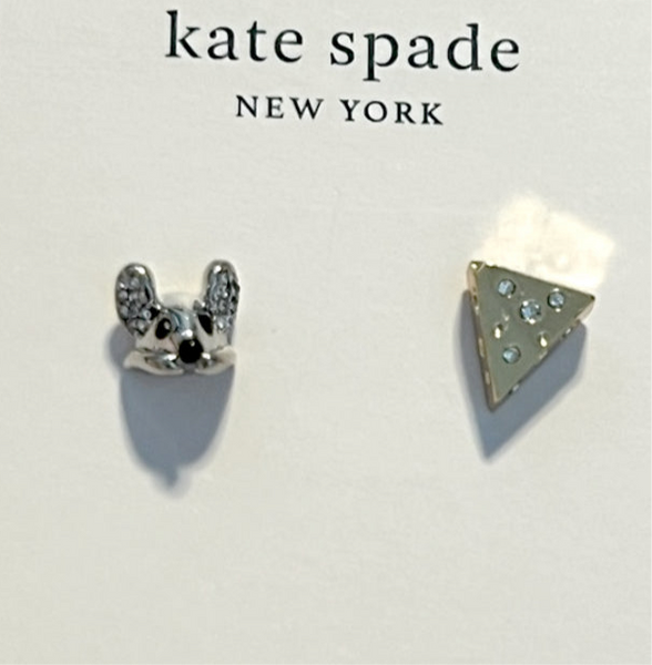 Kate Spade Year Of The Rat Mouse And Cheese Stud Earrings in Gold And Silver