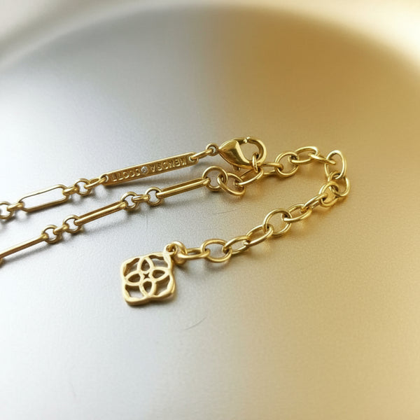 Kendra Scott Faceted Reid White Abalone Vintage Gold Long Necklace