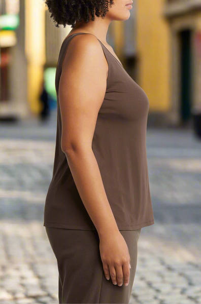 Eileen Fisher Scoop Neck Silk Tank Color Wren Plus Size 2X