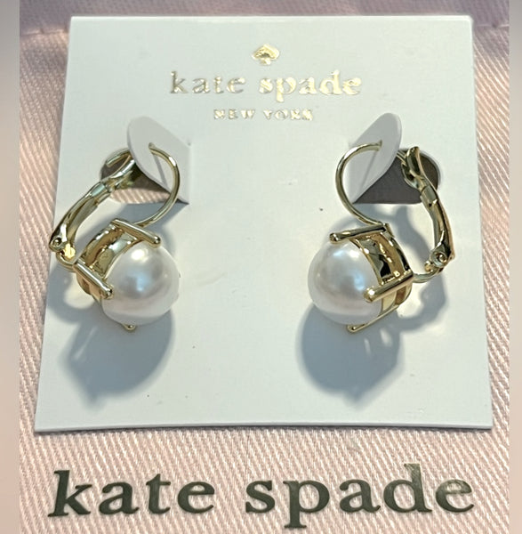 Kate Spade Cream Shine On Faux Pearl Gold-Plated Earrings