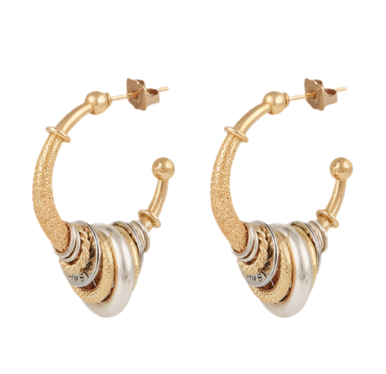 Gas Bijoux Maranzana Two Tone Gold And Silver Hoop Earrings