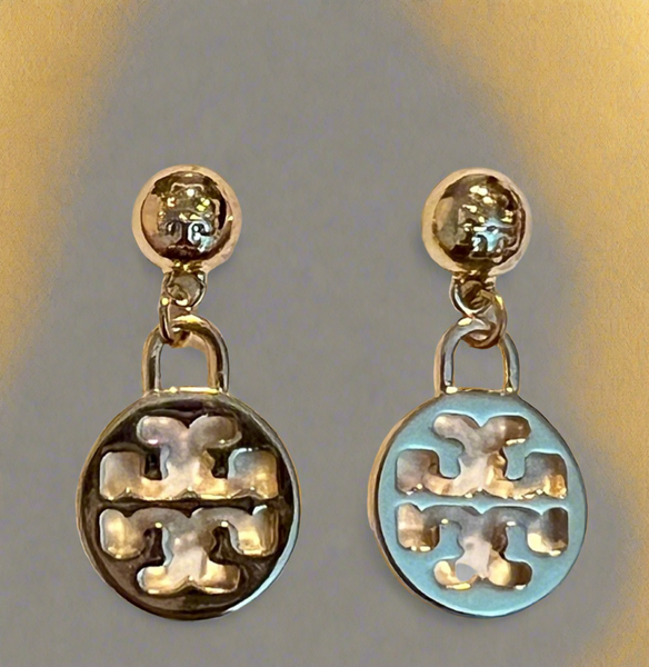 Tory Burch Gold Signature Logo Drop Earrings